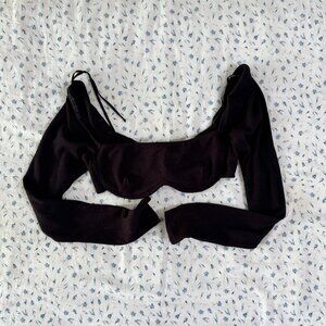 Princess Polly Becca Long Sleeve Crop Top Black